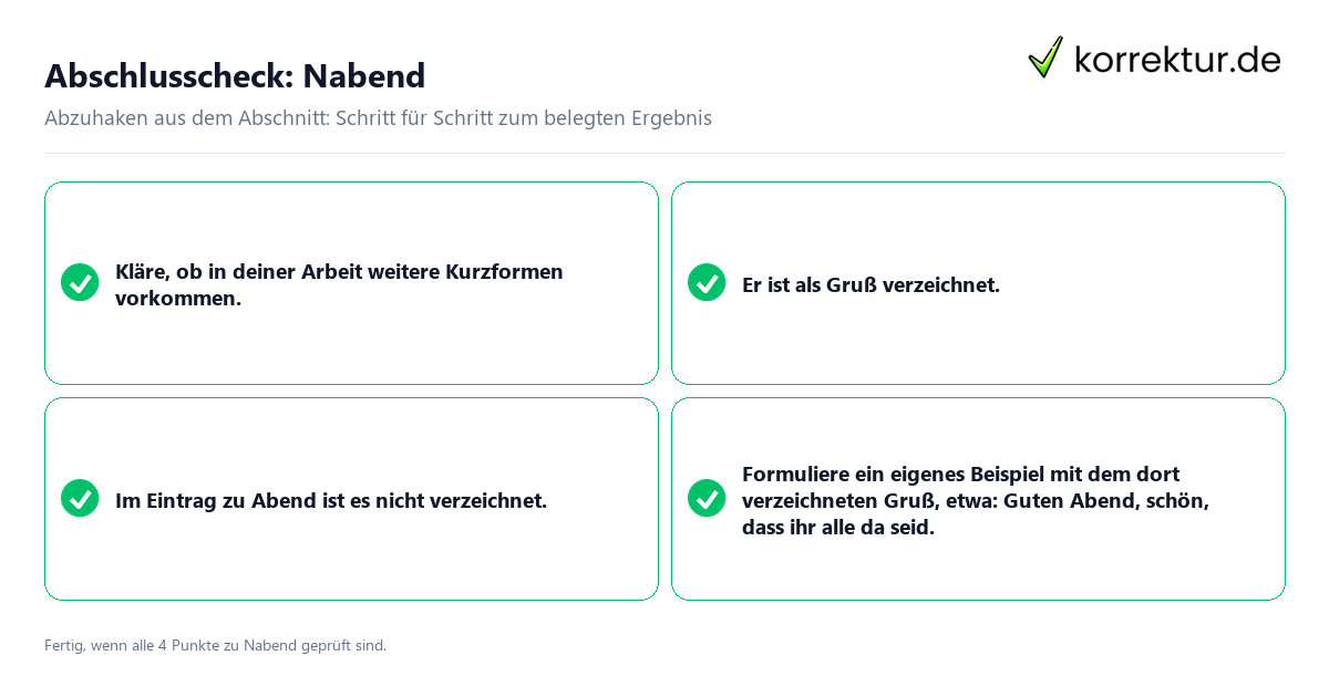 Konkreter Abschlusscheck zu Nabend