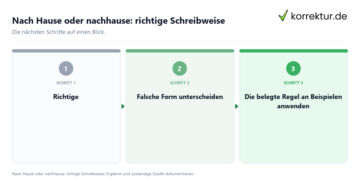 Nach Hause oder nachhause: richtige Schreibweise mit einem Ablauf aus Prüfung, Kontakt und Dokumentation