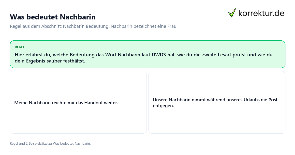 Was bedeutet Nachbarin Konkrete Regel und vollständige Beispielsätze zu Was bedeutet Nachbarin