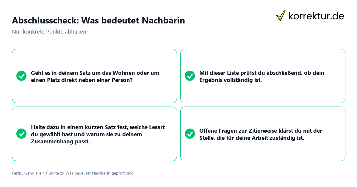 Abschlusscheck: Was bedeutet Nachbarin Konkreter Abschlusscheck zu Was bedeutet Nachbarin