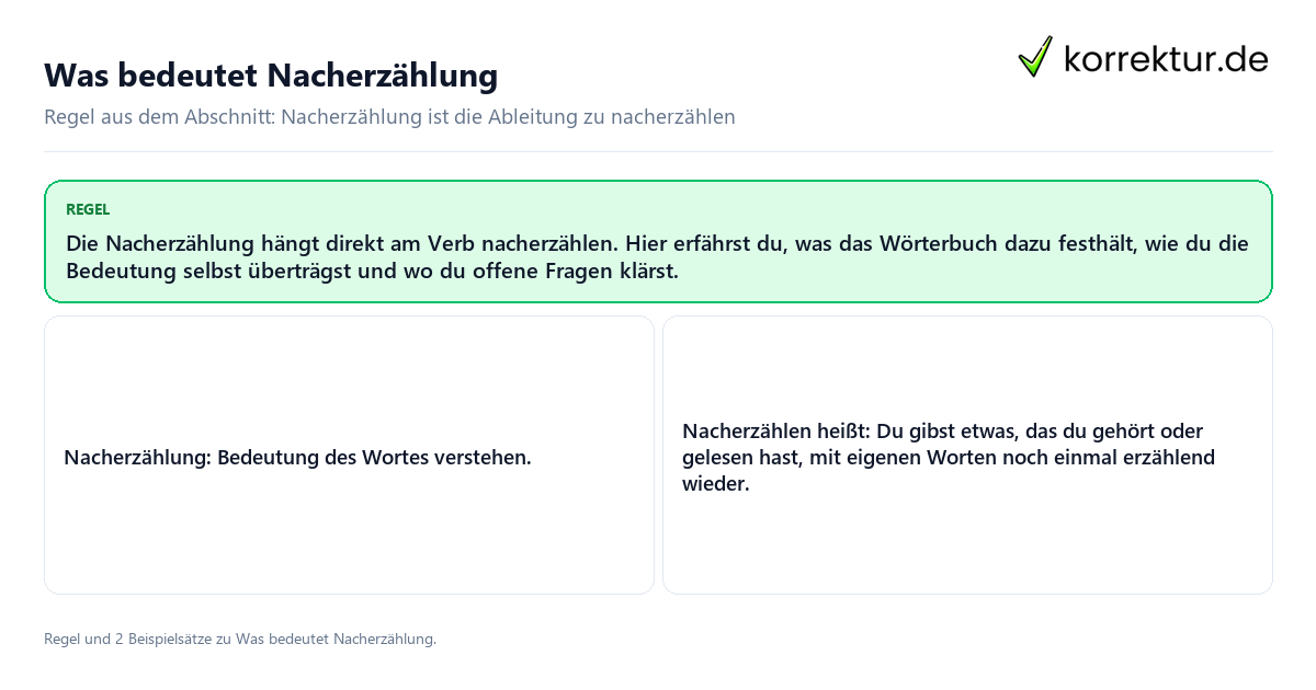 Konkrete Regel und vollständige Beispielsätze zu Was bedeutet Nacherzählung