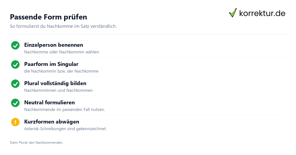 Passende Form prüfen Nachkomme richtig gendern und verständlich formulieren: passende Formen prüfen