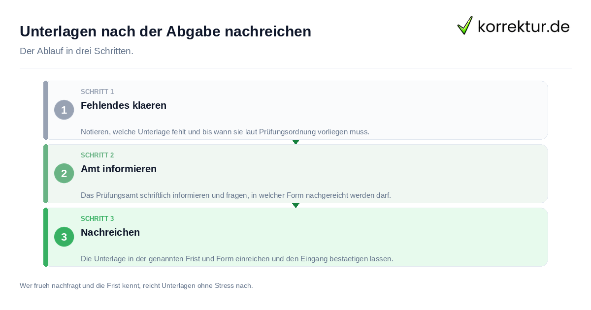 Unterlagen nach der Abgabe nachreichen: der Ablauf in drei Schritten