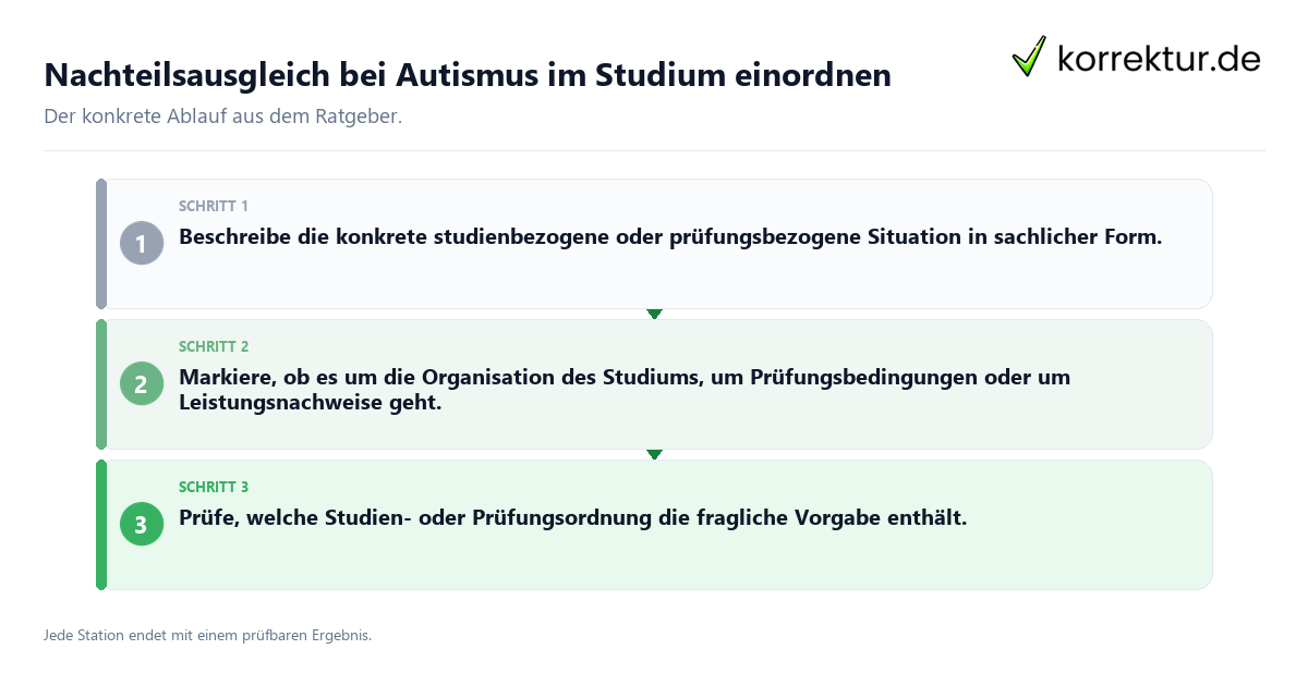 Konkrete Schritte zu Nachteilsausgleich bei Autismus im Studium einordnen