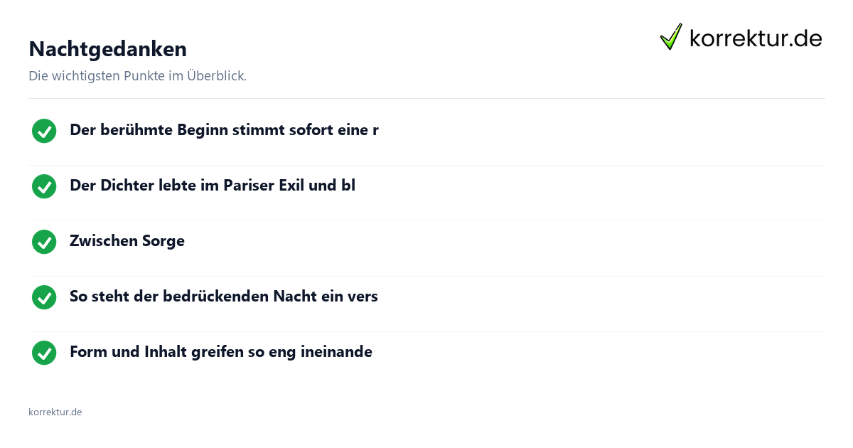 Nachtgedanken Nachtgedanken: Überblick