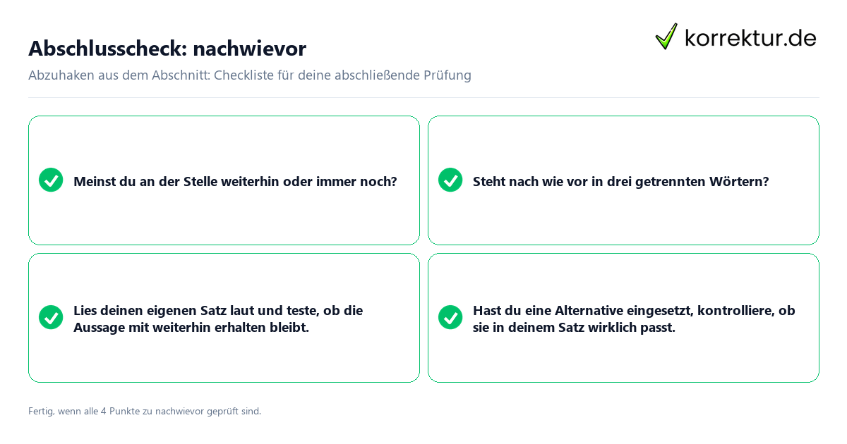 Konkreter Abschlusscheck zu nachwievor