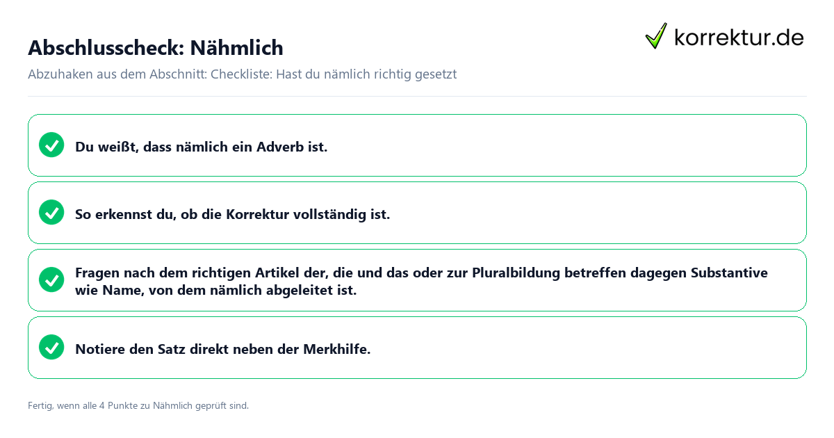 Konkreter Abschlusscheck zu Nähmlich