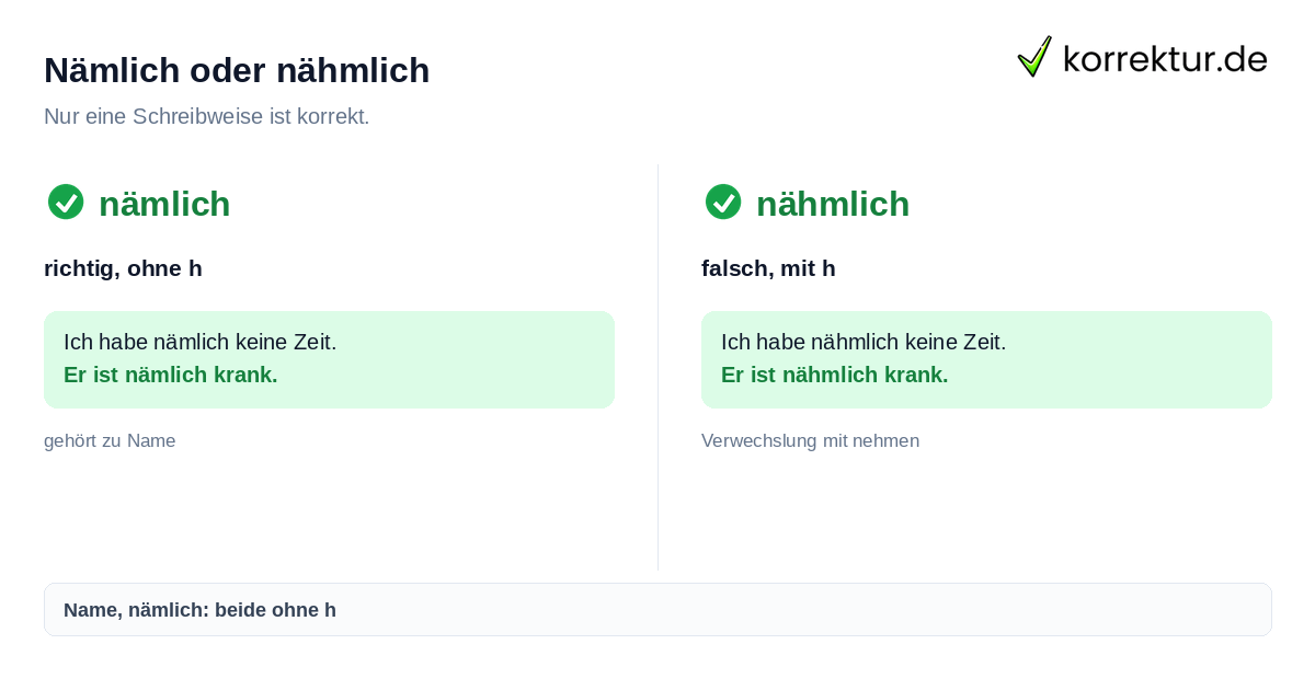 Nämlich oder nähmlich richtig schreiben im Vergleich