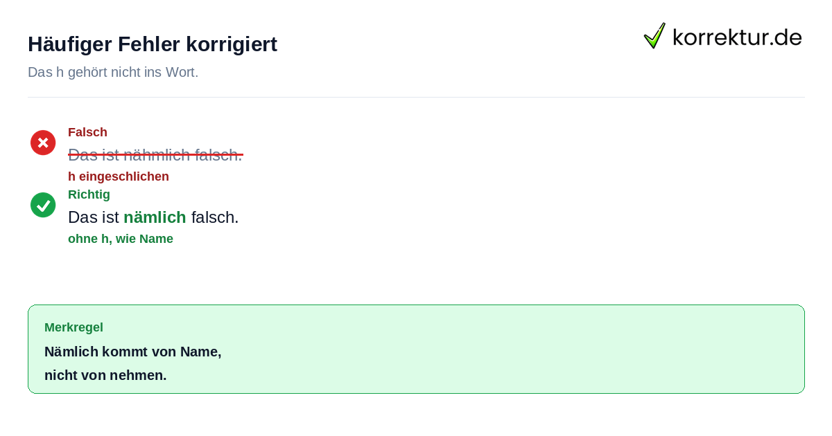 Nämlich richtig schreiben statt nähmlich