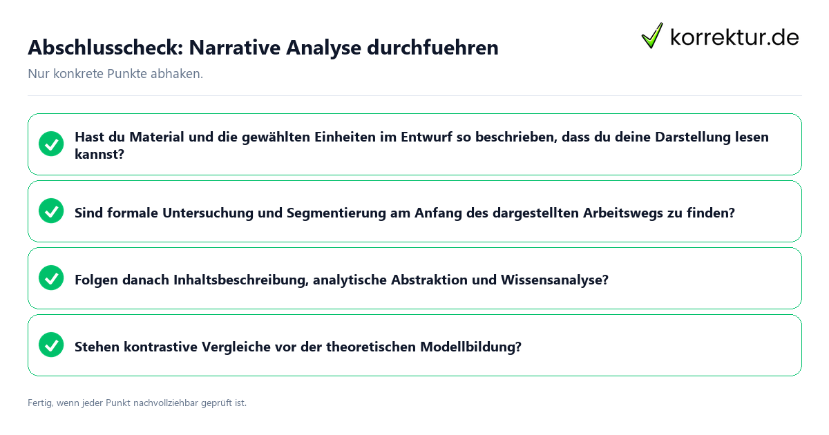 Abschlusscheck: Narrative Analyse durchführen Konkreter Abschlusscheck zu Narrative Analyse durchführen