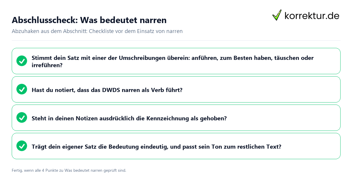 Konkreter Abschlusscheck zu Was bedeutet narren