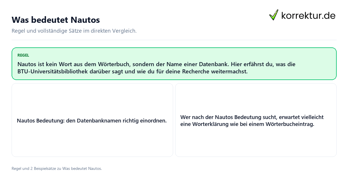 Was bedeutet Nautos Konkrete Regel und vollständige Beispielsätze zu Was bedeutet Nautos