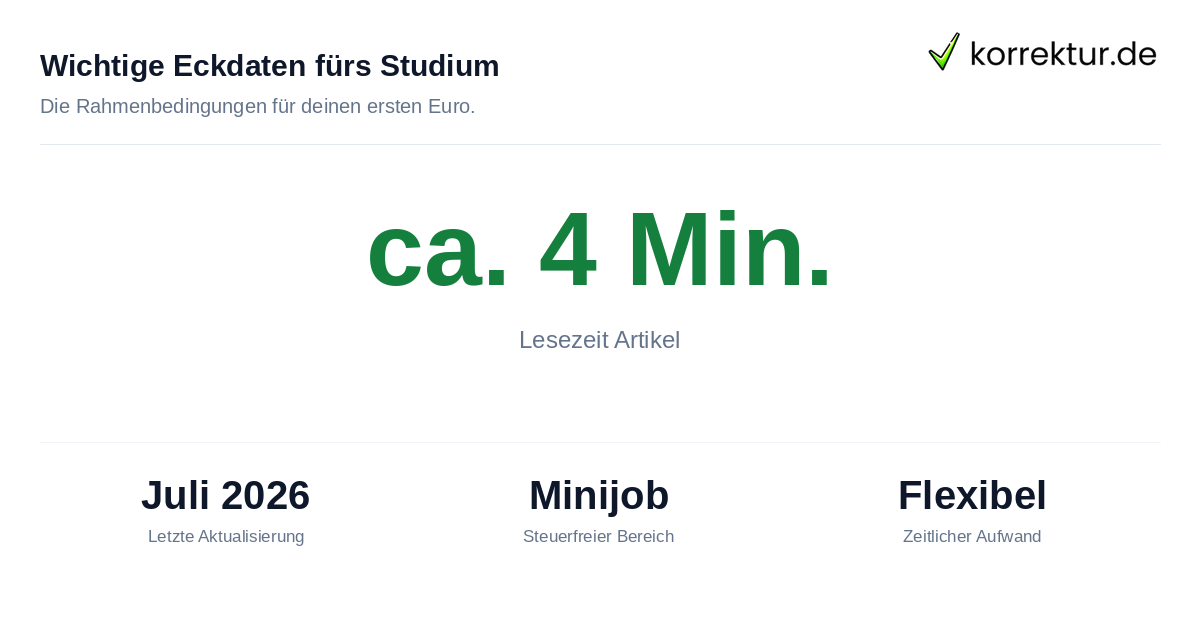 Wichtige Eckdaten fürs Studium Minijob Grenze und flexible Arbeitszeiten beim Nebenjob im Studium