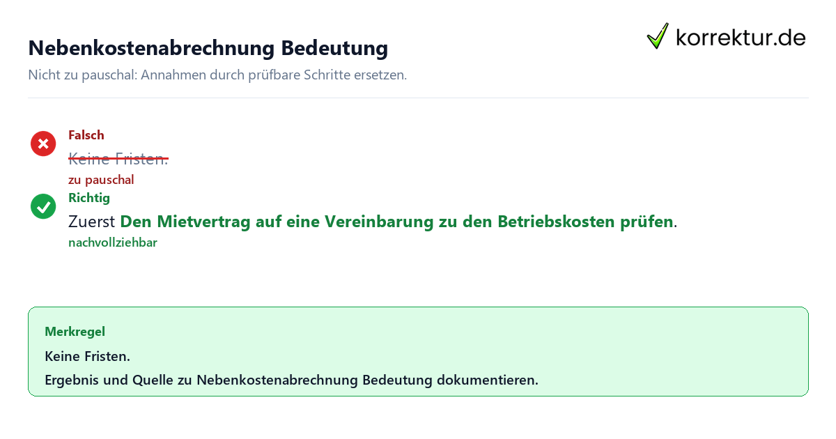 Ungeeignete und belastbare Vorgehensweise bei Nebenkostenabrechnung Bedeutung