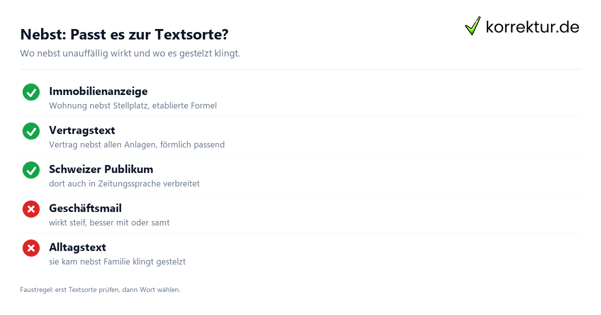 Nebst Bedeutung