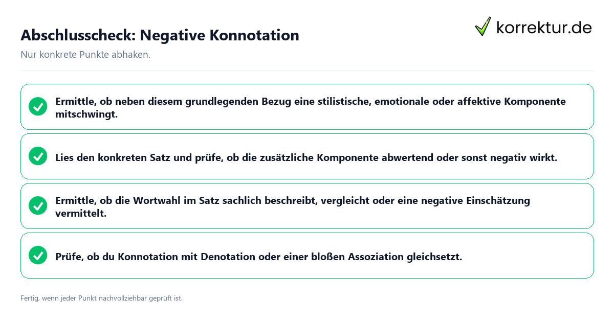 Konkreter Abschlusscheck zu Negative Konnotation