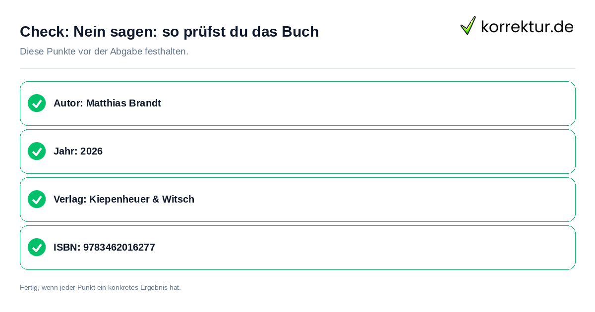 Check: Nein sagen: so prüfst du das Buch Nein sagen: so prüfst du das Buch: Prüfliste mit vier Punkten