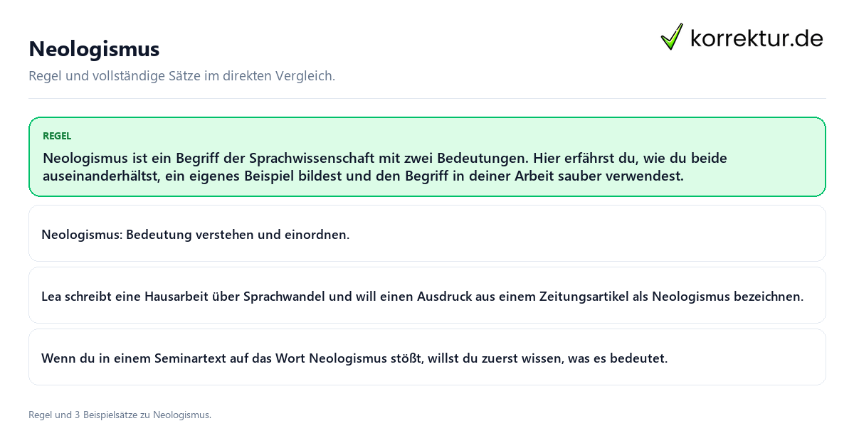 Neologismus Konkrete Regel und vollständige Beispielsätze zu Neologismus