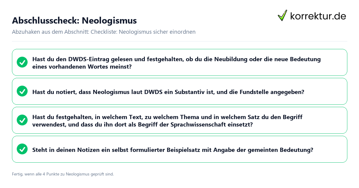 Abschlusscheck: Neologismus Konkreter Abschlusscheck zu Neologismus