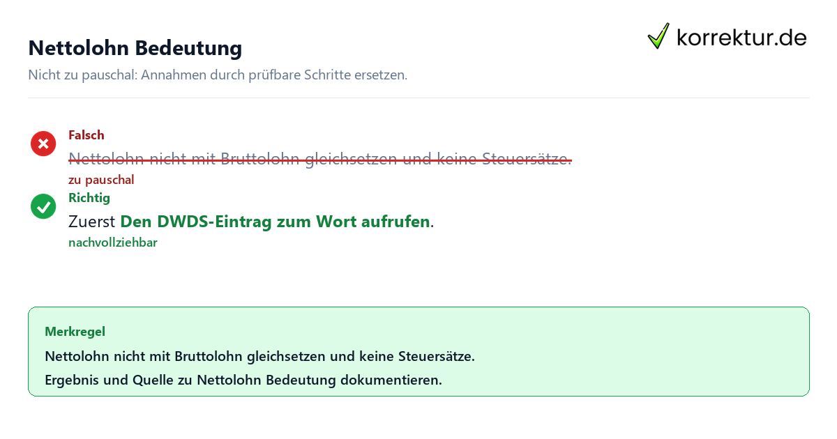 Ungeeignete und belastbare Vorgehensweise bei Nettolohn Bedeutung