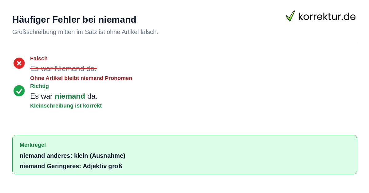 Niemand da: Rechtschreibfehler korrigiert