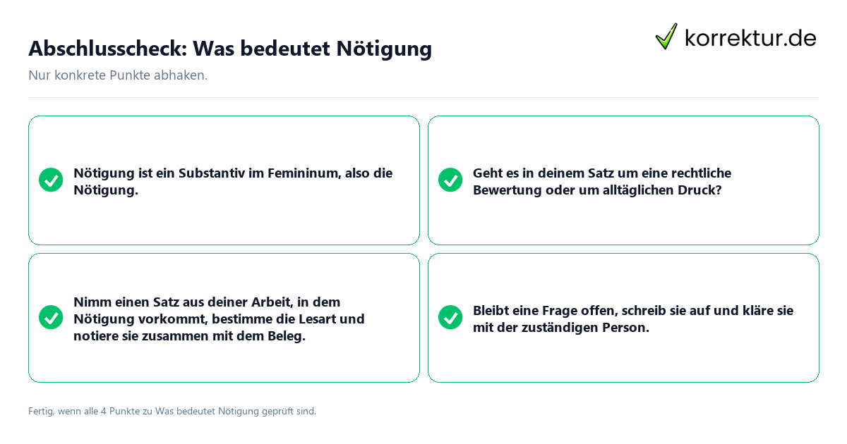 Abschlusscheck: Was bedeutet Nötigung Konkreter Abschlusscheck zu Was bedeutet Nötigung