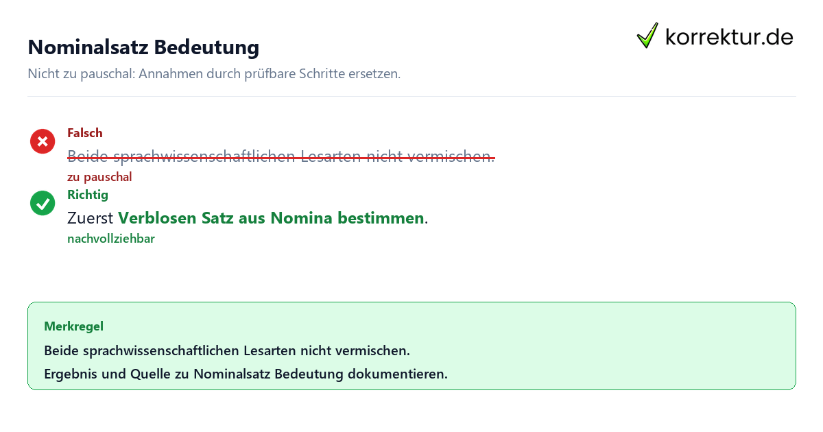 Nominalsatz Bedeutung Ungeeignete und belastbare Vorgehensweise bei Nominalsatz Bedeutung