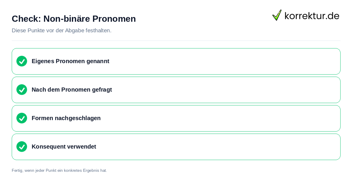 Non-binäre Pronomen: Prüfliste mit vier Punkten