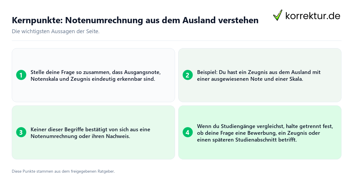 Kernpunkte: Notenumrechnung aus dem Ausland verstehen Konkrete Kernpunkte zu Notenumrechnung aus dem Ausland verstehen