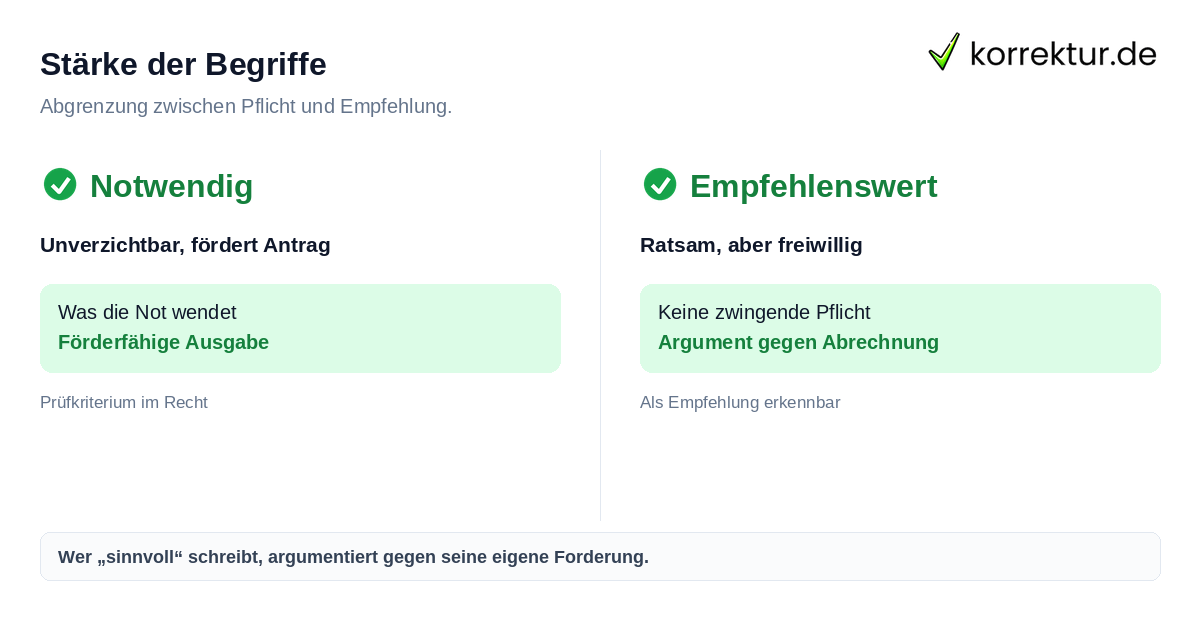 Notwendig vs. Sinnvoll Vergleich Synonyme