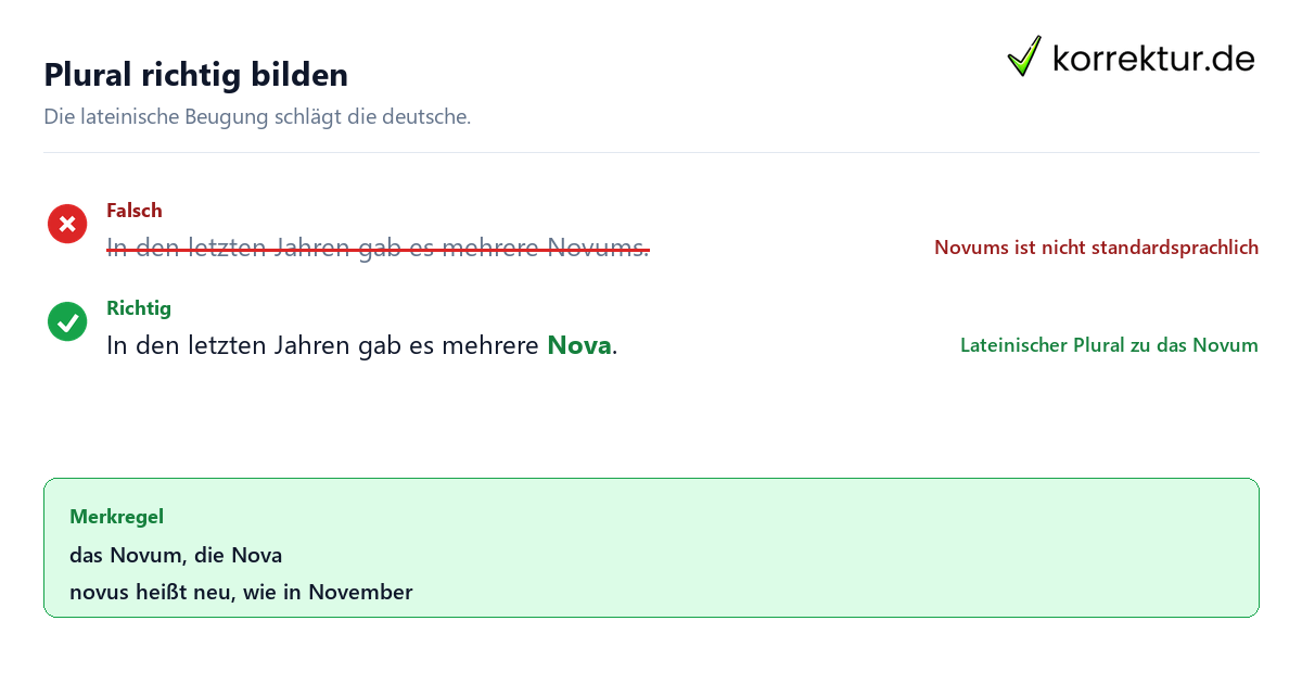 Novum Bedeutung: Plural Nova statt Novums
