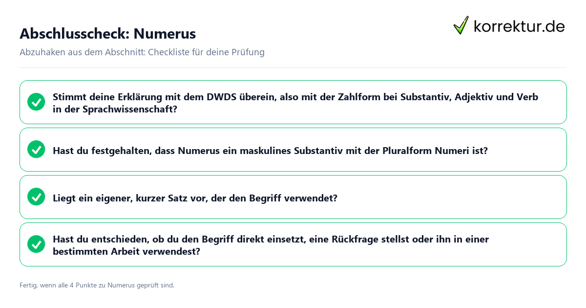 Konkreter Abschlusscheck zu Numerus
