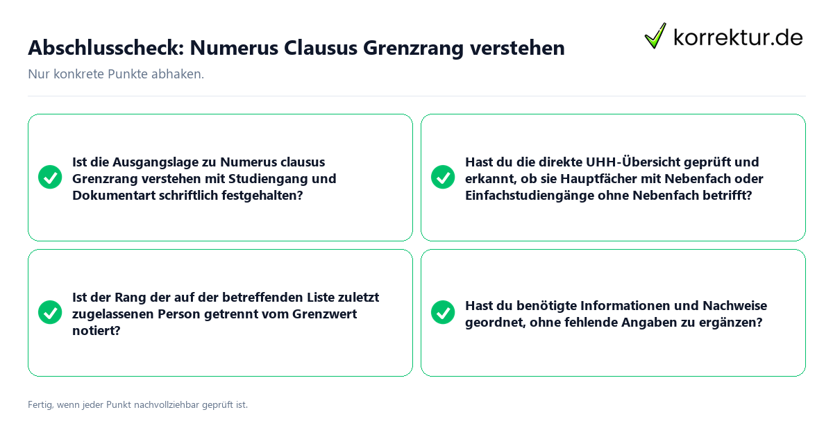 Abschlusscheck: Numerus Clausus Grenzrang verstehen Konkreter Abschlusscheck zu Numerus Clausus Grenzrang verstehen