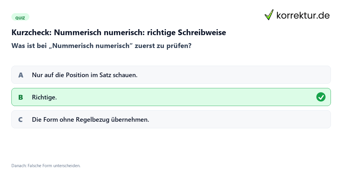 Nummerisch numerisch: richtige Schreibweise mit einem Kurzquiz zum sinnvollen nächsten Schritt