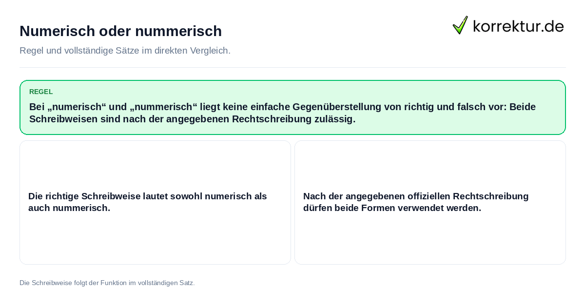 Konkrete Regel und vollständige Beispielsätze zu Numerisch oder nummerisch