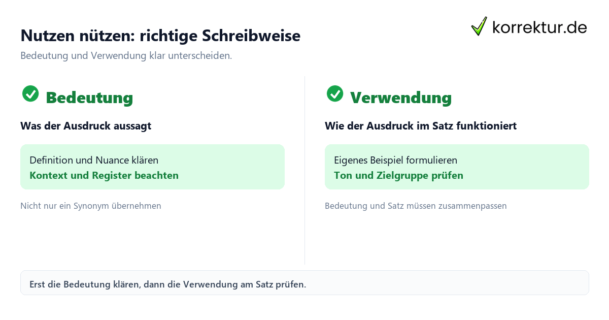 Nutzen nützen: richtige Schreibweise mit Bedeutung und passender Verwendung im Vergleich