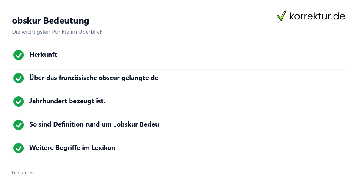 obskur Bedeutung obskur Bedeutung: Überblick