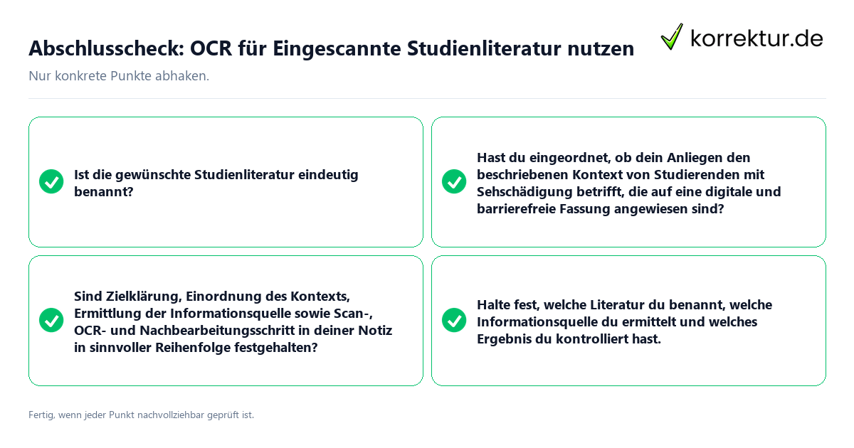 Abschlusscheck: OCR für Eingescannte Studienliteratur nutzen Konkreter Abschlusscheck zu OCR für Eingescannte Studienliteratur nutzen