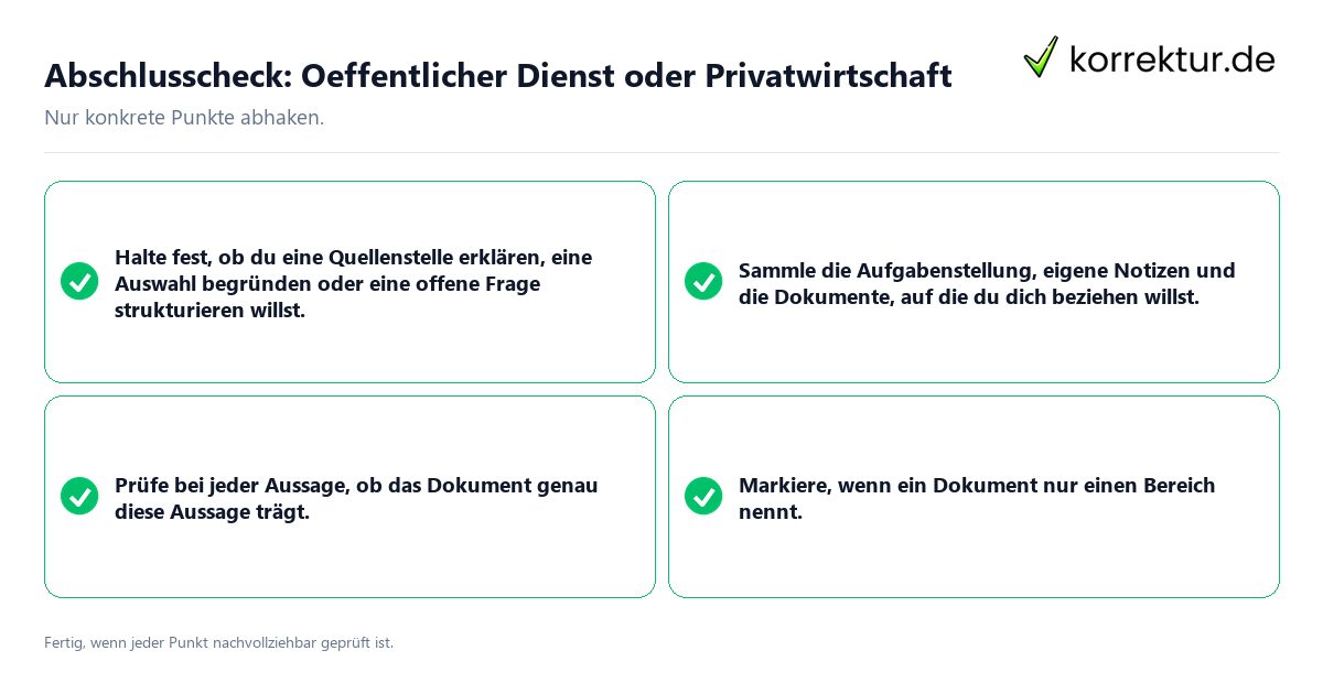 Abschlusscheck: Oeffentlicher Dienst oder Privatwirtschaft Konkreter Abschlusscheck zu Oeffentlicher Dienst oder Privatwirtschaft