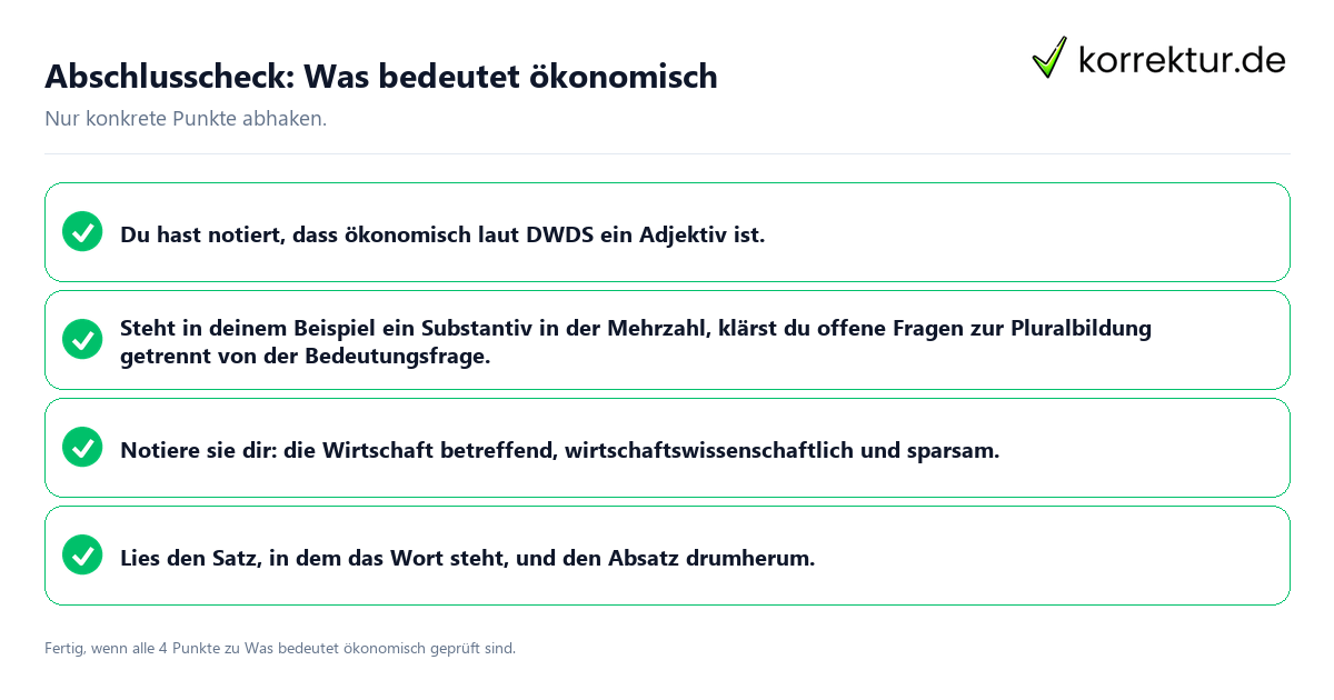 Konkreter Abschlusscheck zu Was bedeutet ökonomisch