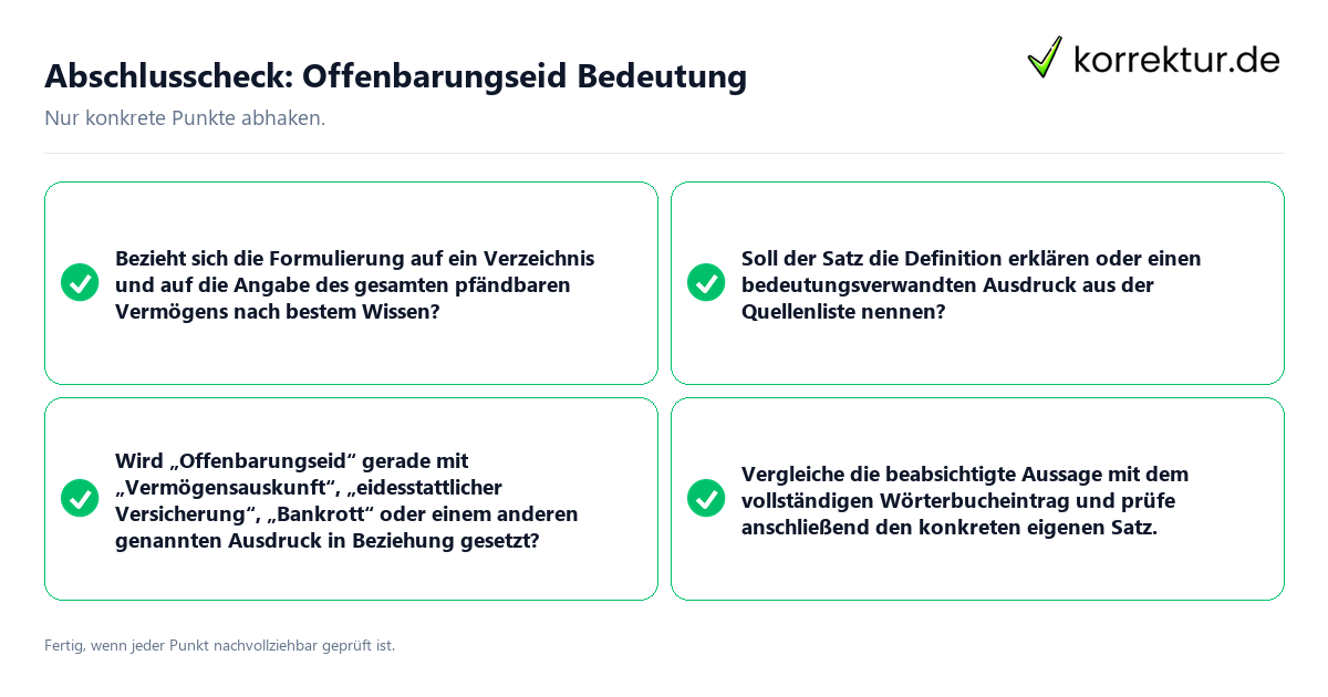 Abschlusscheck: Offenbarungseid Bedeutung Konkreter Abschlusscheck zu Offenbarungseid Bedeutung