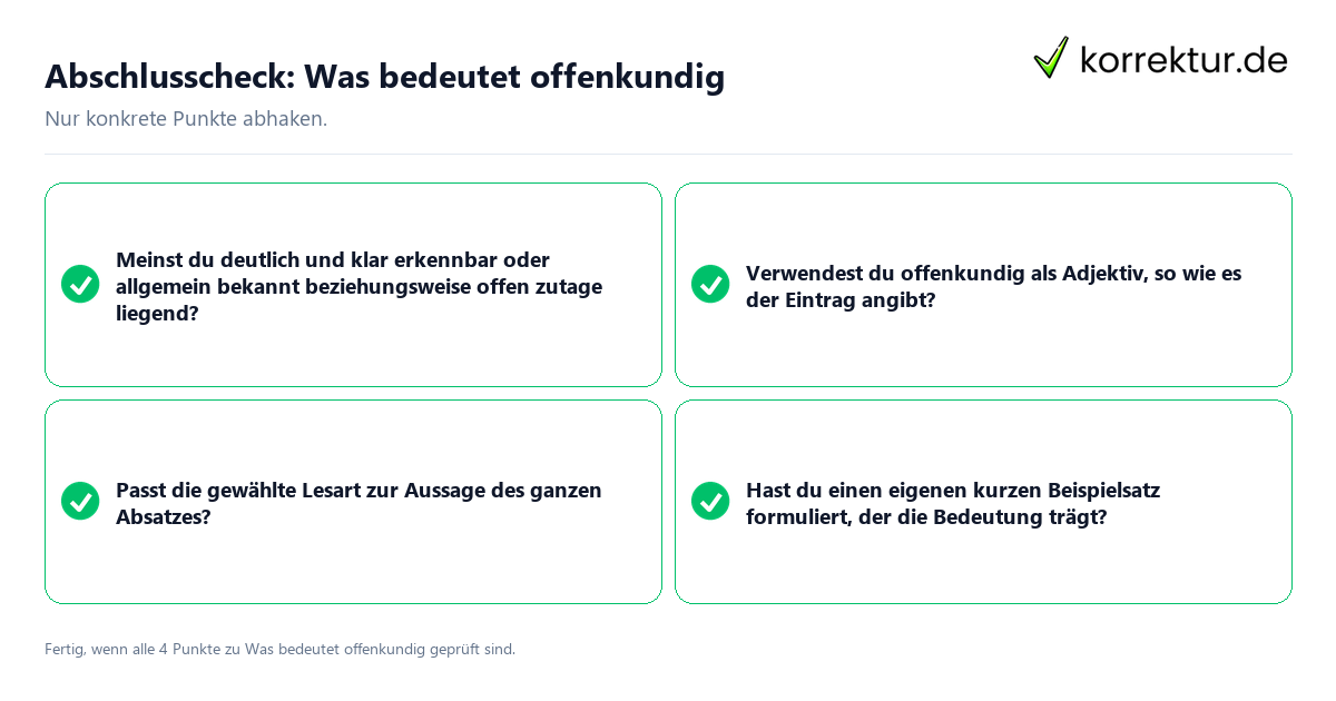 Abschlusscheck: Was bedeutet offenkundig Konkreter Abschlusscheck zu Was bedeutet offenkundig