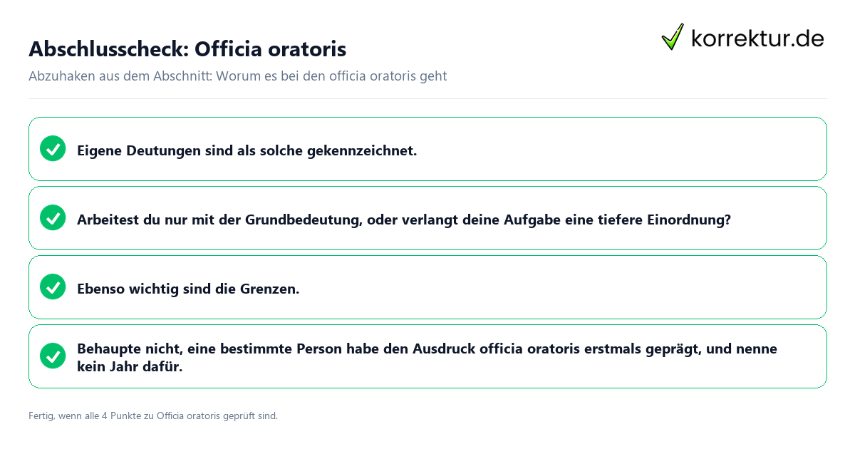 Konkreter Abschlusscheck zu Officia oratoris