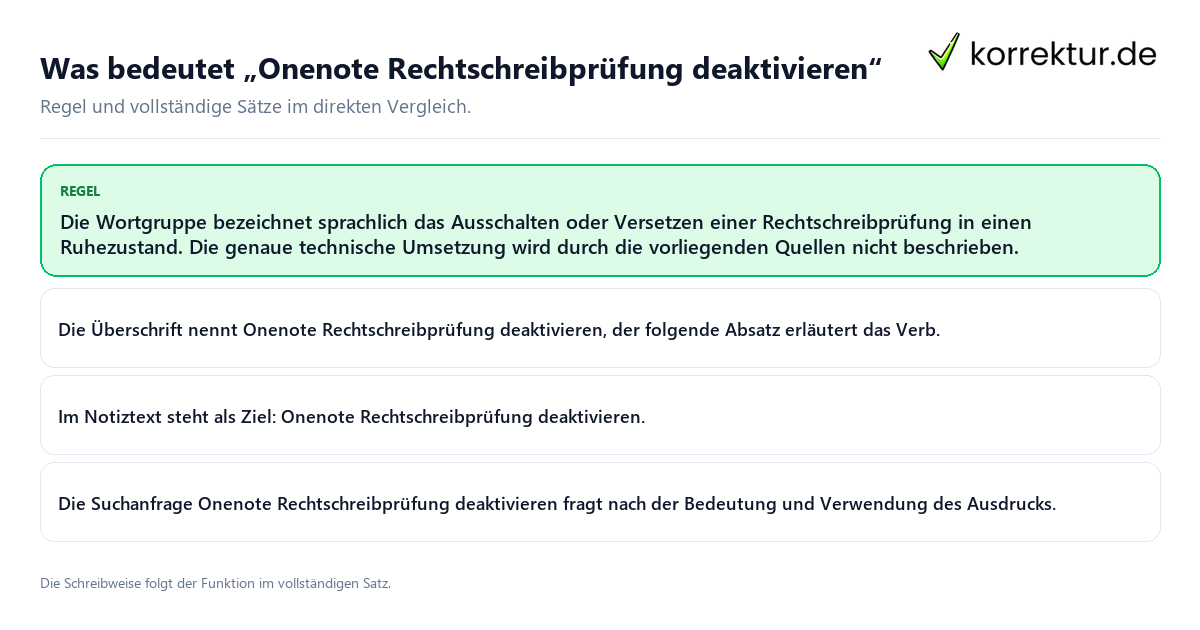 Konkrete Regel und vollständige Beispielsätze zu Was bedeutet „Onenote Rechtschreibprüfung deaktivieren“