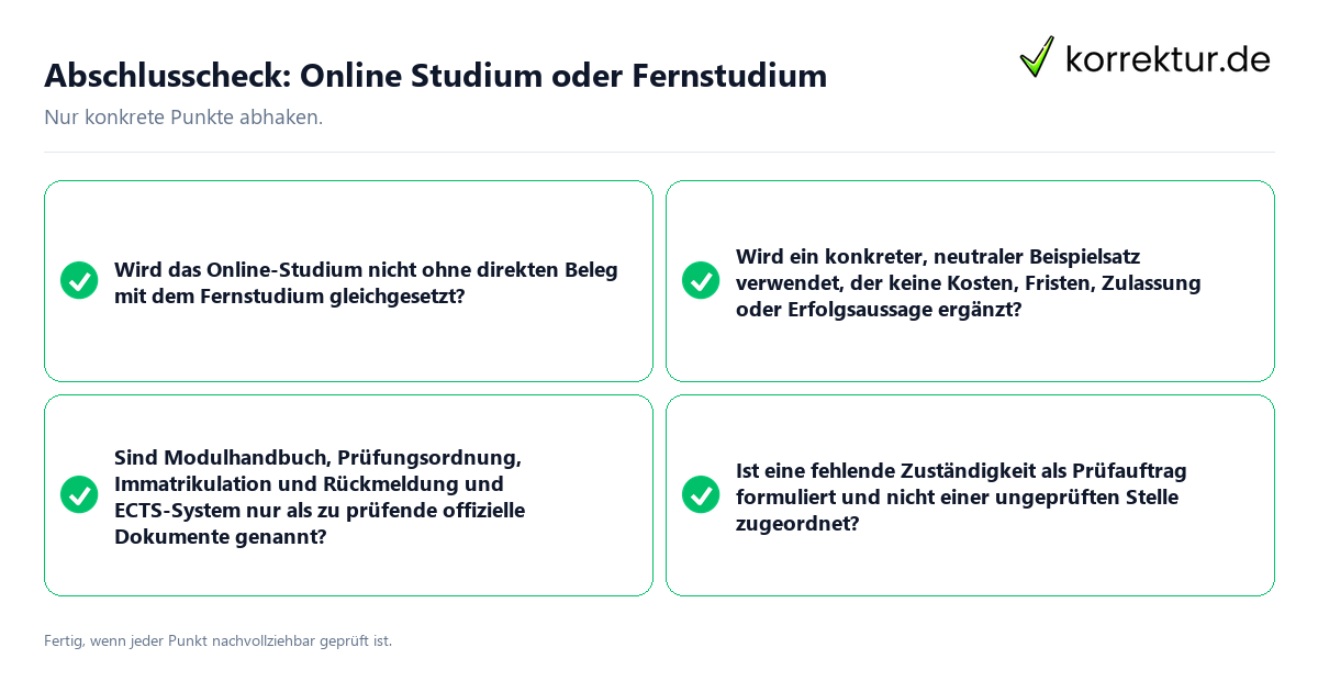 Konkreter Abschlusscheck zu Online Studium oder Fernstudium