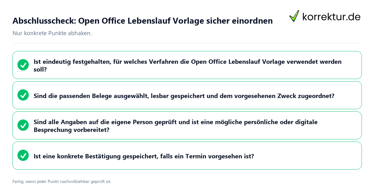 Konkreter Abschlusscheck zu Open Office Lebenslauf Vorlage sicher einordnen