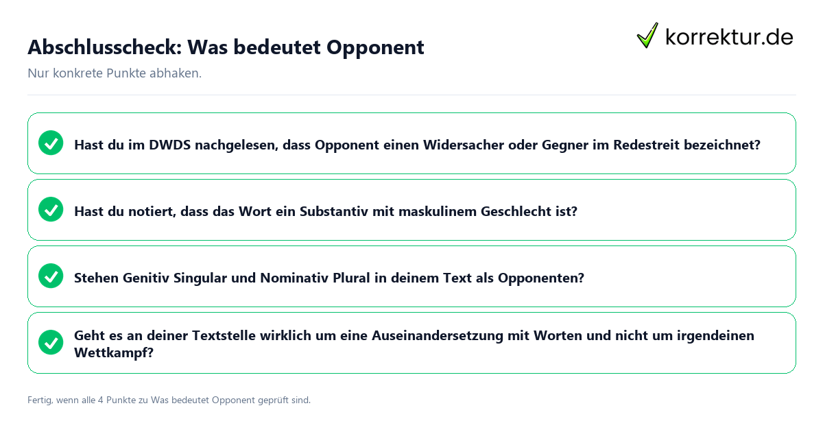 Konkreter Abschlusscheck zu Was bedeutet Opponent