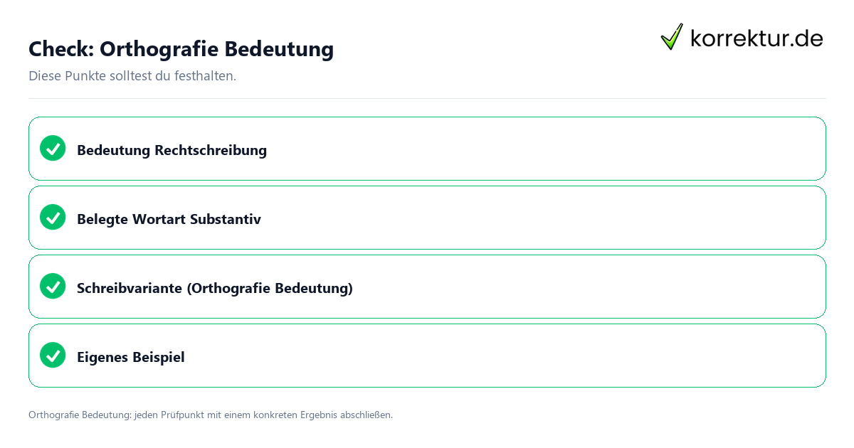 Orthografie Bedeutung mit einer themenspezifischen Checkliste