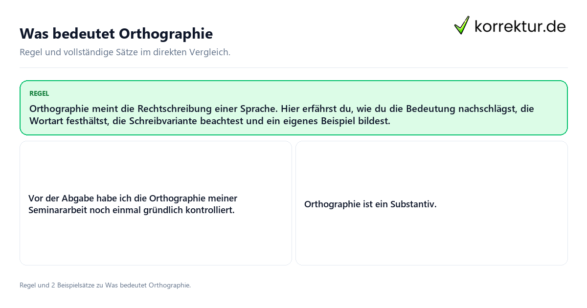 Konkrete Regel und vollständige Beispielsätze zu Was bedeutet Orthographie
