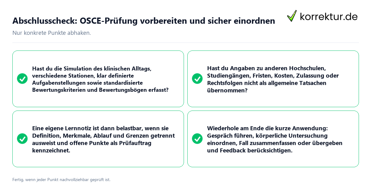 Konkreter Abschlusscheck zu OSCE-Prüfung vorbereiten und sicher einordnen